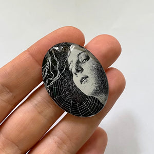 Woman in Spider Web Gothic Cameo Cabochon Art Nouveau
