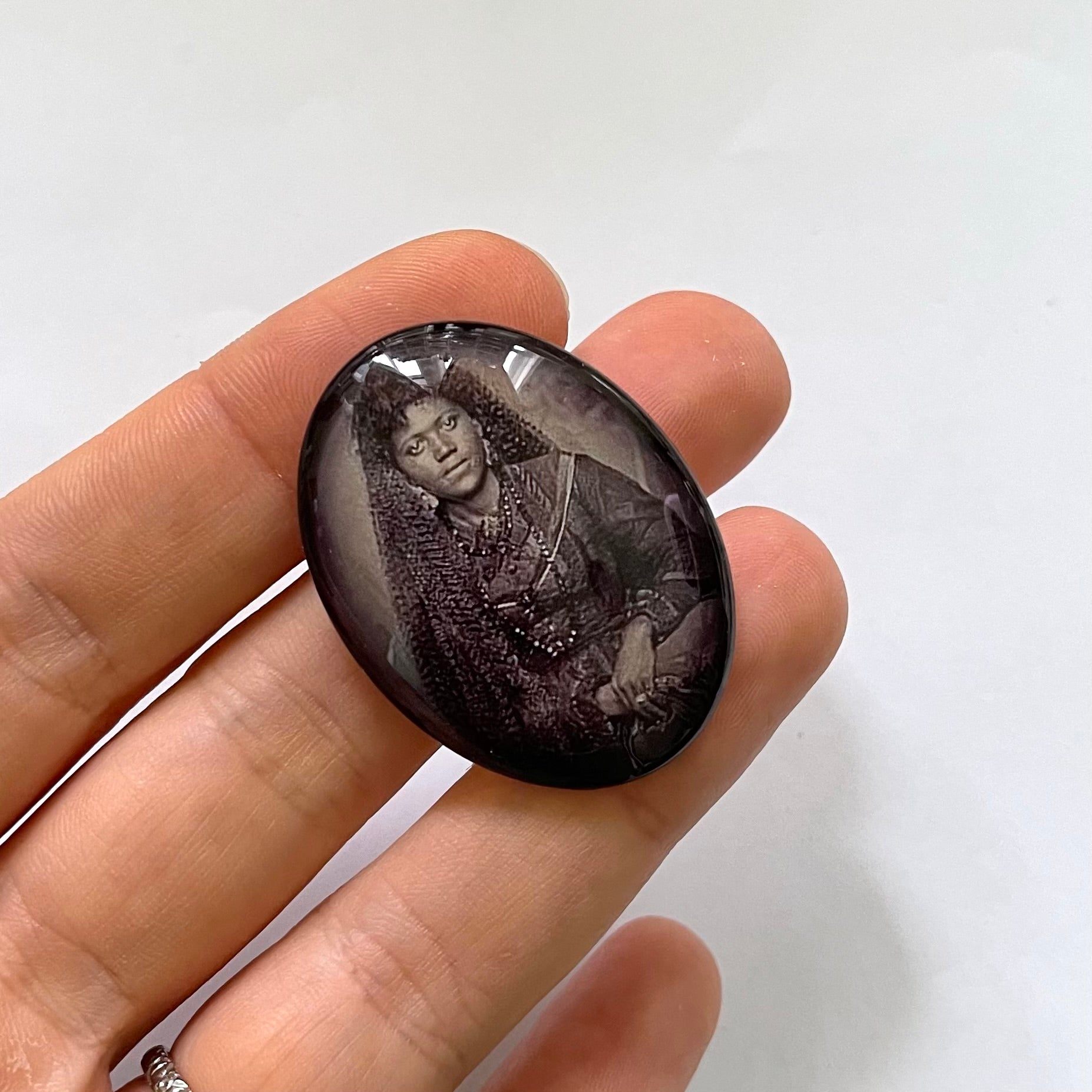 Long Haired Victorian Black Woman African American Cameo Cabochon