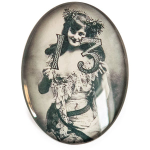Lucky 13 Victorian Woman Photo Glass Cameo Cabochon