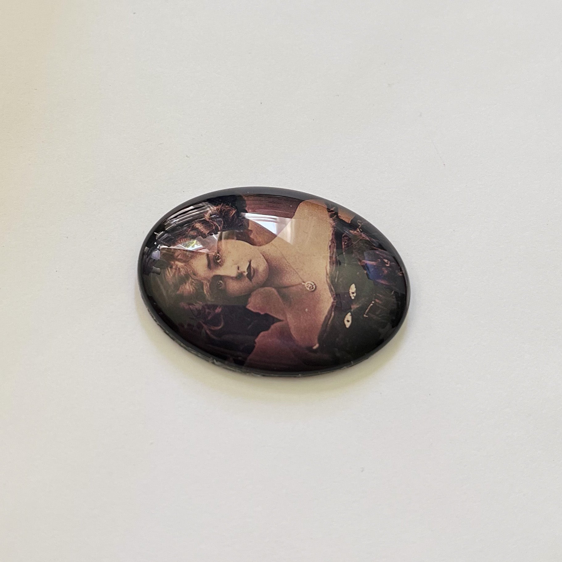 Mysterious Victorian Woman Photo Glass Cameo Cabochon