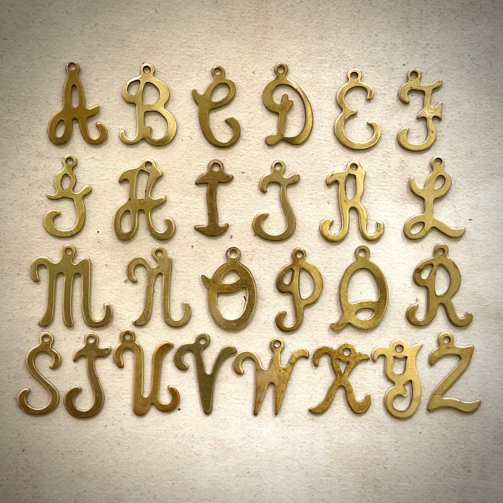 Vintage Script Brass Alphabet Letter Charms Victorian Cursive – Supply  Banshee