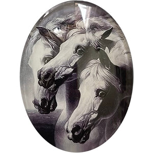 Antique Pharaohs Horses Painting Cameo Cabochon