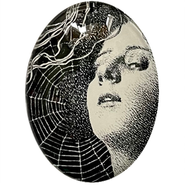 Woman in Spider Web Gothic Cameo Cabochon Art Nouveau