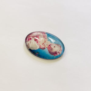 Rococo Baroque Woman Painting Glass Cameo Cabochon