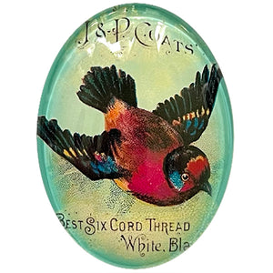 Victorian Bird Advertisement Design Glass Cameo Cabochon