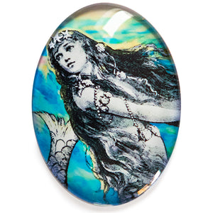 Victorian Mermaid Art Glass Cameo Cabochon