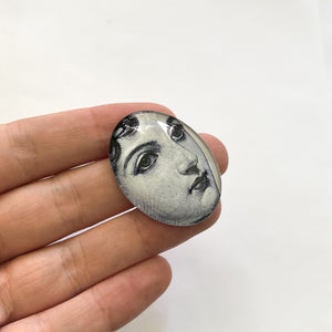 Victorian Woman Face Illustration Glass Cameo Cabochon