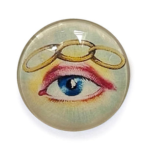 Round Masonic Eye Oddfellows Glass Cameo Cabochon