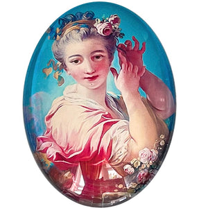 Rococo Baroque Woman Fragonard Painting Glass Cameo Cabochon