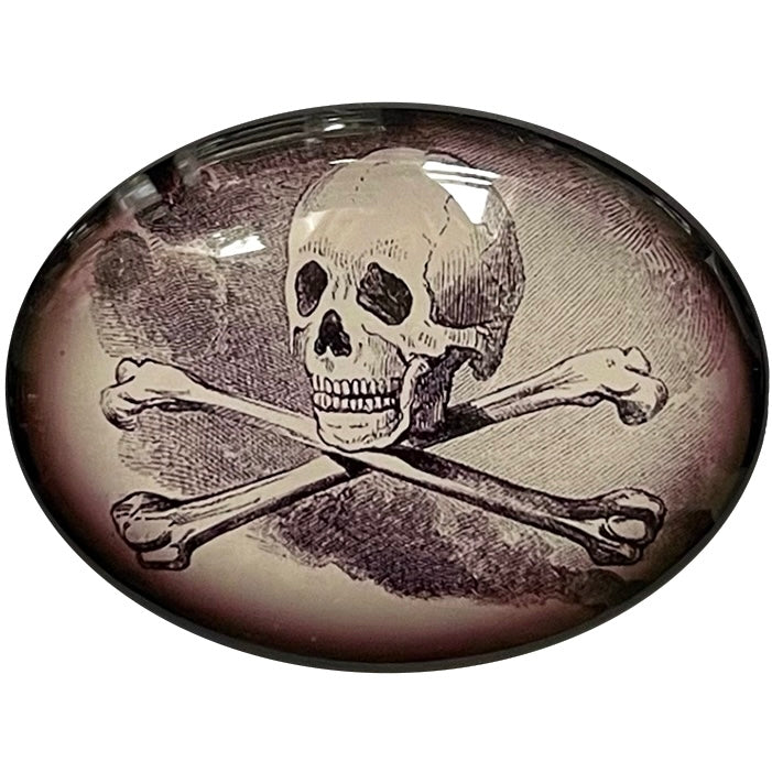 Vintage Skull and Crossbones Oddfellows Masonic Cameo Cabochon