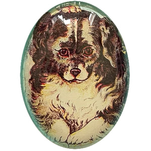 Victorian Dog Illustration Glass Cameo Cabochon