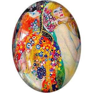 Gustav Klimt Women Painting Glass Cameo Cabochon