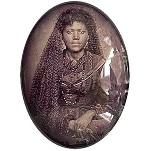 Long Haired Victorian Black Woman African American Cameo Cabochon