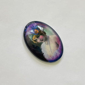 1920s Flapper Woman Colorized Photo Glass Cameo Cabochon