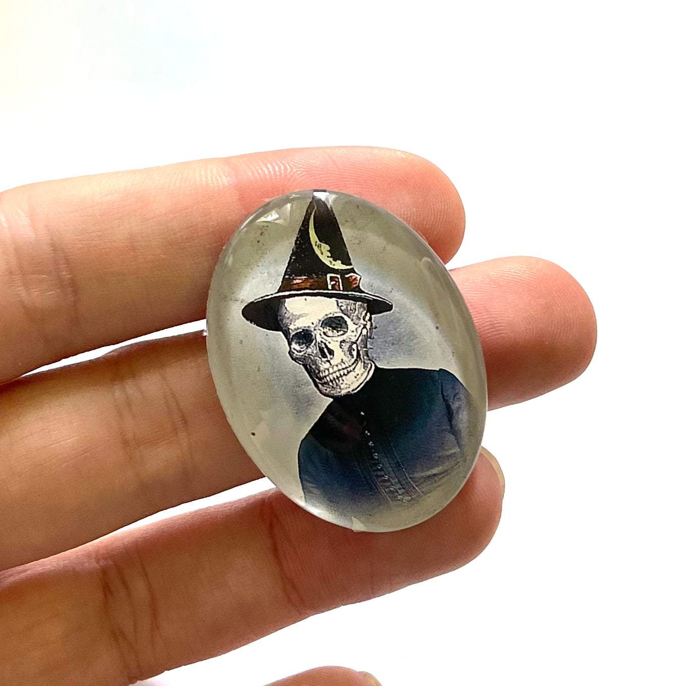 Vintage Skeleton Witch Halloween Cameo Cabochon