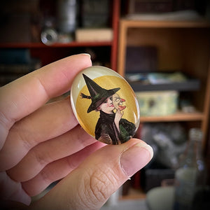 Victorian Witch with Mask Halloween Cameo Cabochon