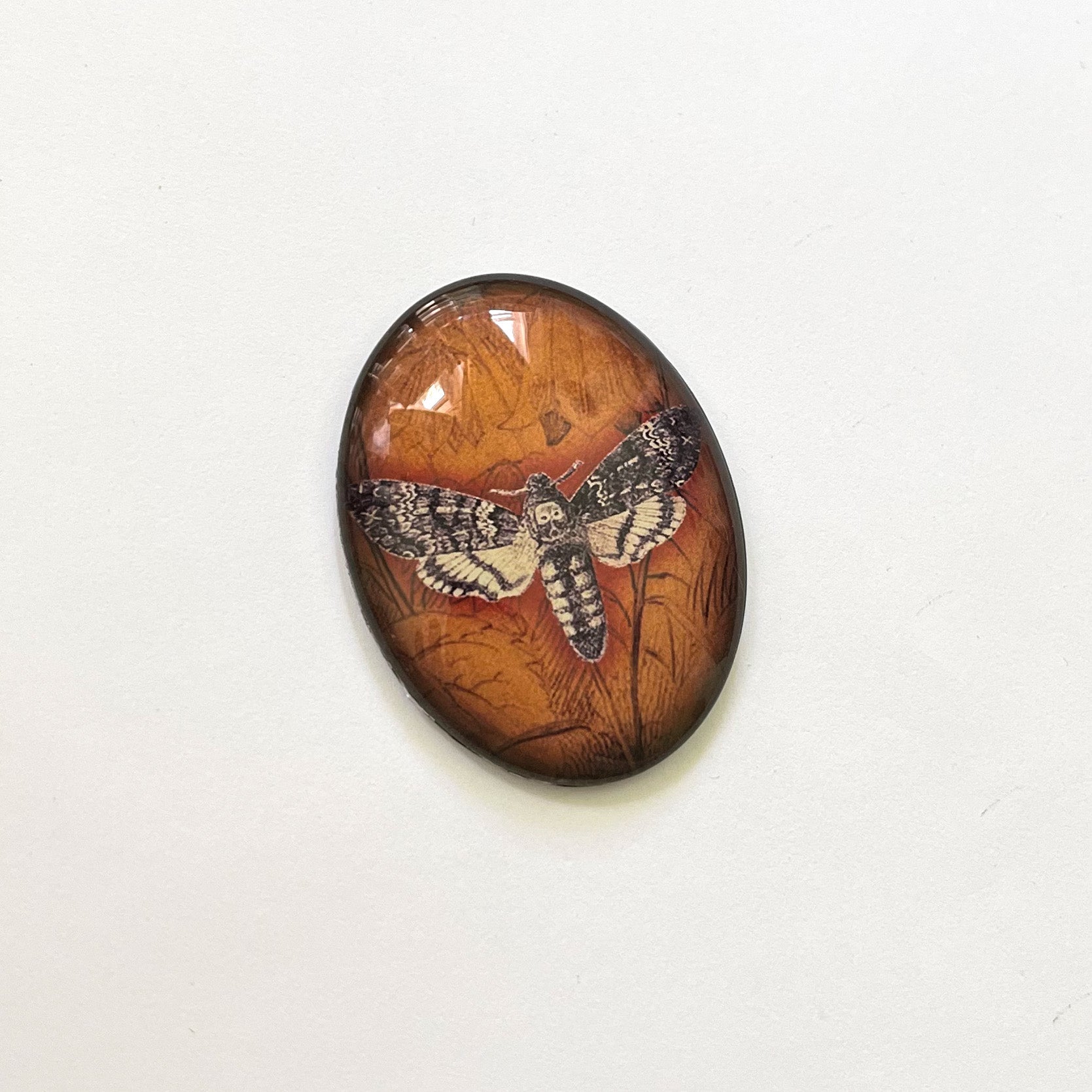 Deaths Head Hawk Moth Collage Art Cameo Cabochon