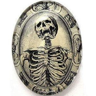 Antique Memento Mori Skeleton Glass Cameo Cabochon