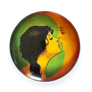 Round Art Deco Moon Kiss Woman Vintage Glass Cameo Cabochon
