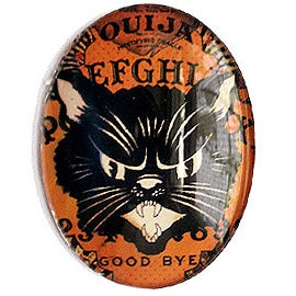 Ouija Cat Halloween Glass Cameo Cabochon