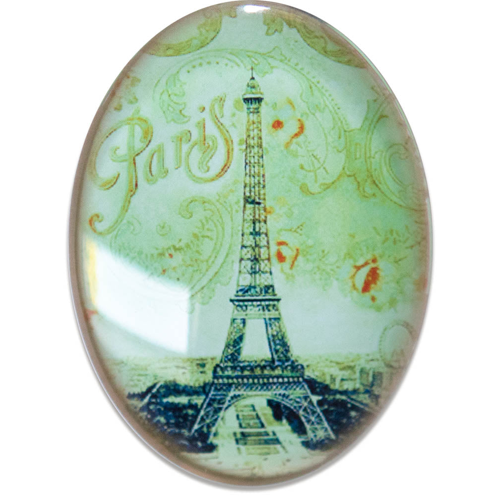 Paris Green Eiffel Tower Glass Cameo Cabochon