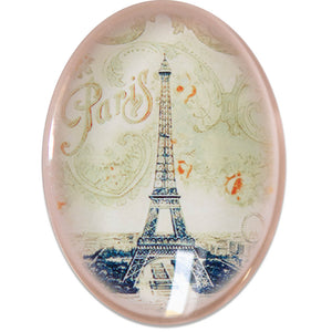 Paris Peach Eiffel Tower Glass Cameo Cabochon