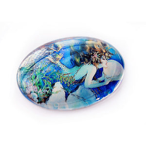 Victorian Mermaid Pearl Cameo Cabochon Art Nouveau