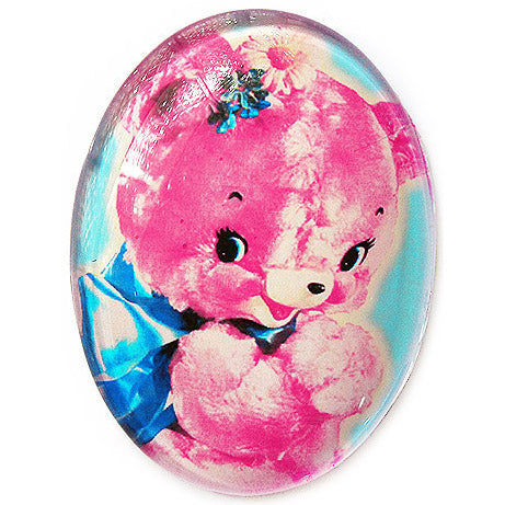 Retro Kitschy Pink Bear Cameo Cabochon