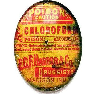 Chloroform Poison Label Glass Cameo Cabochon