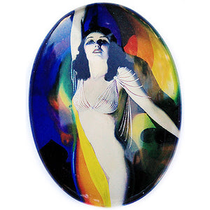 Art Deco Burlesque Woman Glass Cameo Cabochon