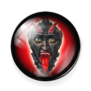 Krampus Face Round Glass Cameo Cabochon Vintage