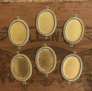 6pcs Two Loop 25x18mm Vintage Brass Cameo Cabochon Settings