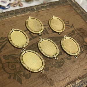 6pcs Two Loop 25x18mm Vintage Brass Cameo Cabochon Settings