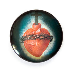 Round Sacred Heart Glass Cameo Cabochon