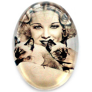 Vintage Starlet and Siamese Cats Cameo Cabochon