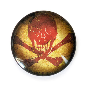 Skull and Crossbones Poison Label Round Glass Cameo Cabochon Gothic Vintage